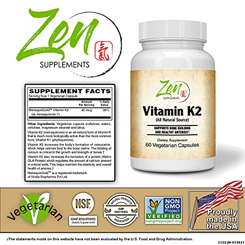 Vitamin K2 for Cardiovascular and Bone Health - 60 Vegcaps