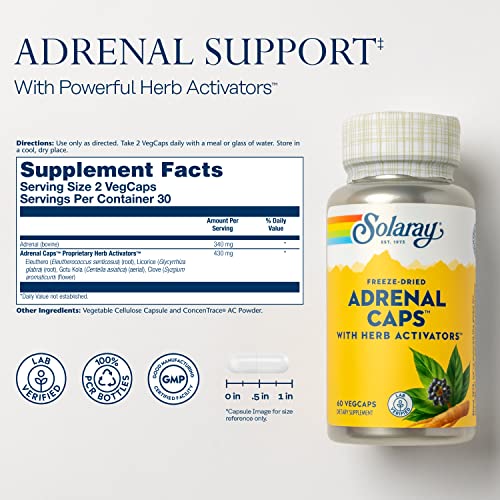 SOLARAY Freeze Dried Adrenal Caps 60ct 170mg-Veg Cap