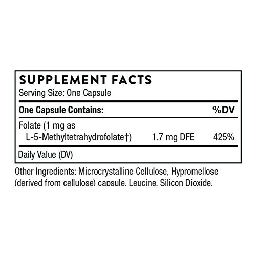 Thorne 5-MTHF 1mg - Methylfolate Health Supplement - 60 Capsules