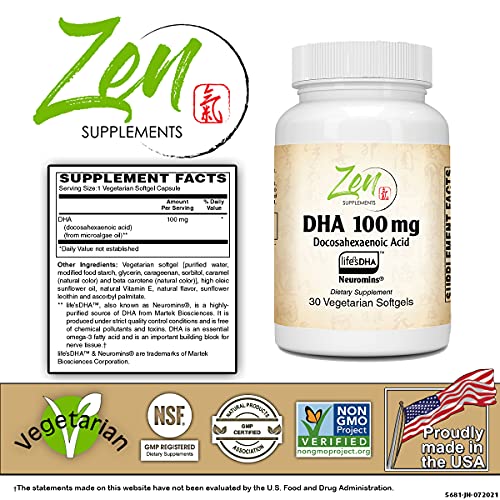 Vegan Algae-Sourced Neuromins DHA Supplement - Eye & Heart Health - 30 Vegcaps