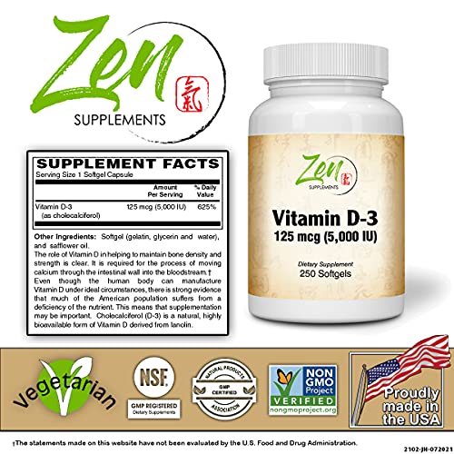 Zen Supplements - Vitamin D-3 5000 IU: Ultimate Wellness Boost