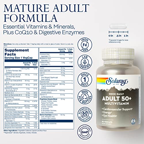 SOLARAY 50+ Multivitamin Energy, Heart & Immune Support