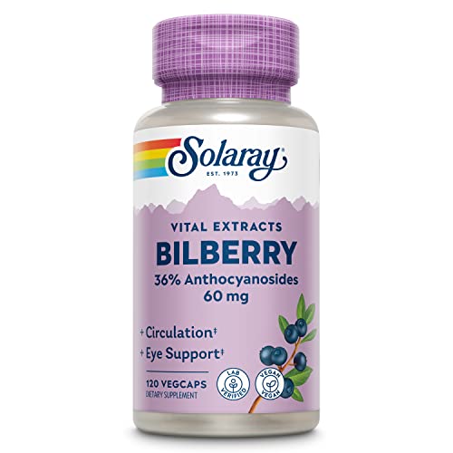 SOLARAY Bilberry Berry Extract Capsules - Powerful Antioxidant