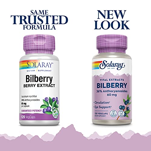 SOLARAY Bilberry Berry Extract Capsules - Powerful Antioxidant