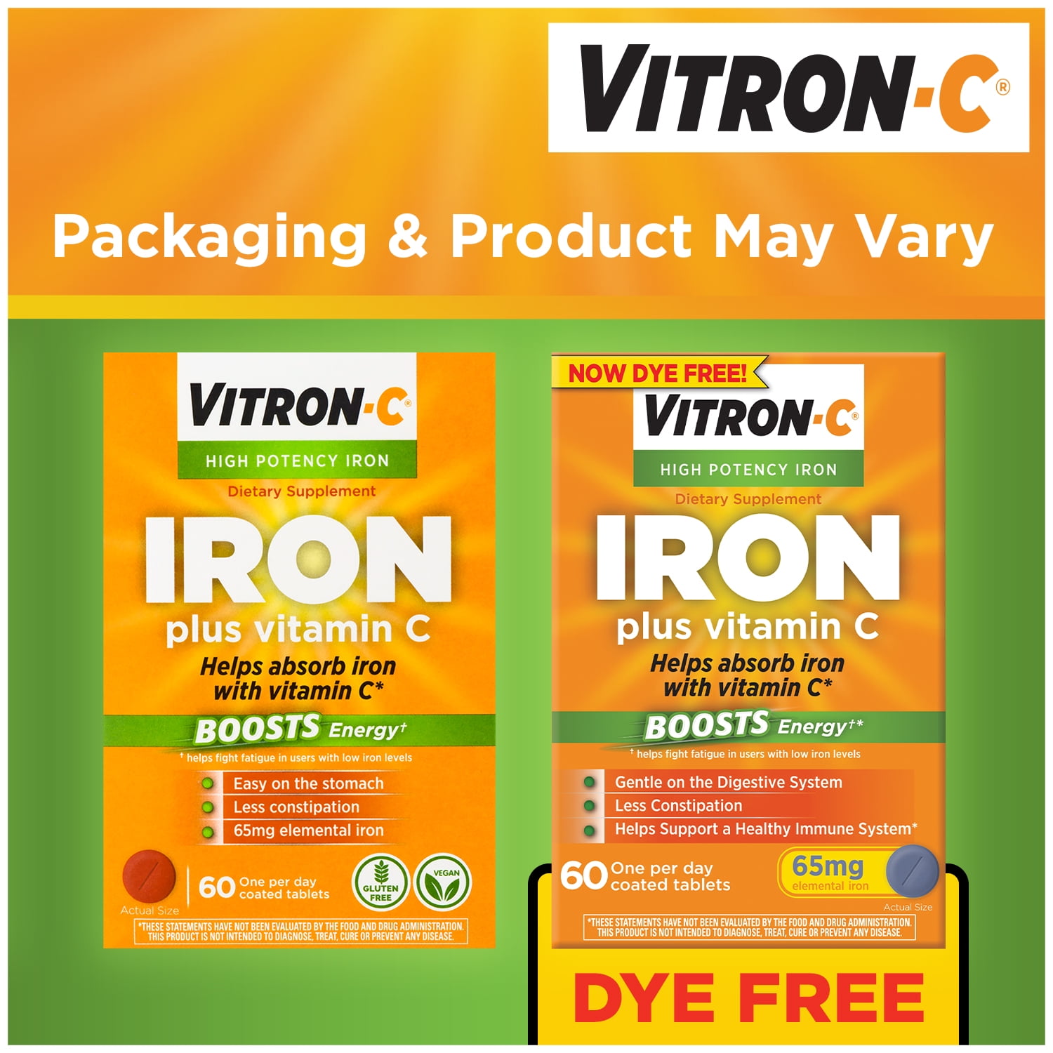 High-Potency Vitron-C Iron Supplement, 60 Count