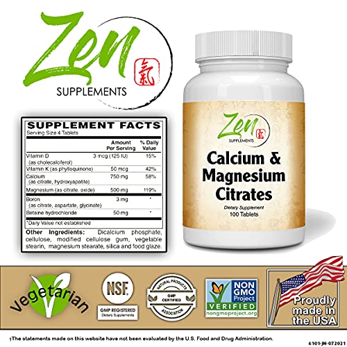 Bone Health & Muscle Relaxation 100-Tabs with Calcium & Magnesium