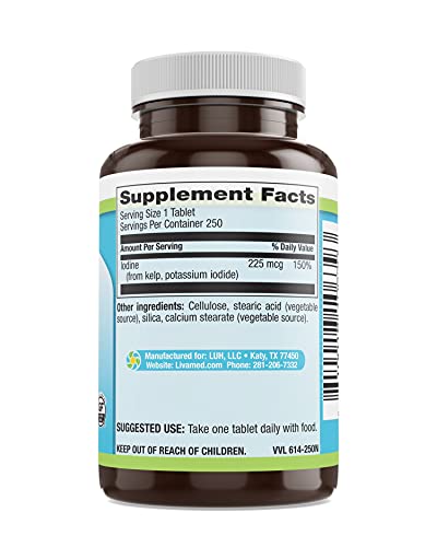 250 Count Kelp with Iodine Veg Tabs - Livamed