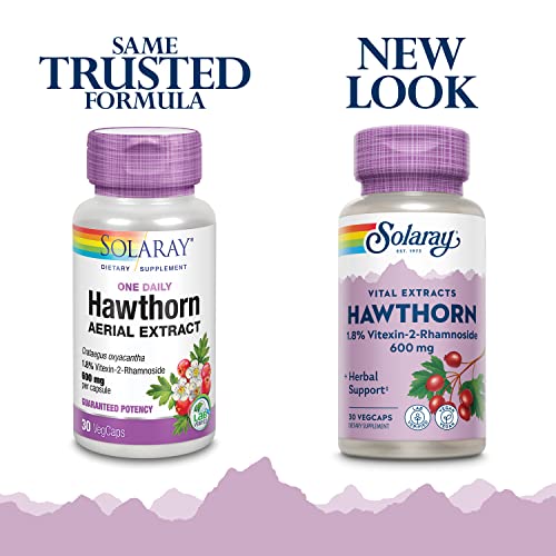 SOLARAY Hawthorn Extract Supplement | 600mg | 30-count