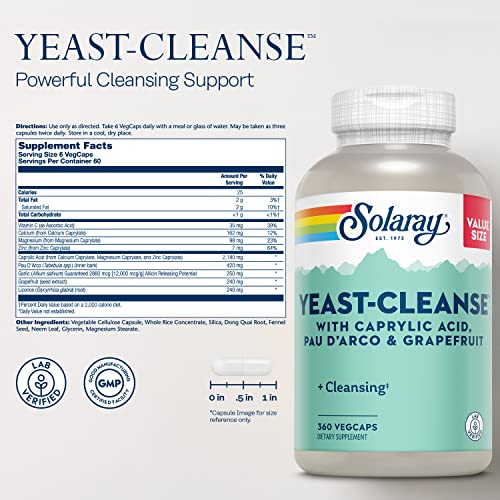 SOLARAY Yeast Cleanse Caps with Natural Ingredients, 60-Count