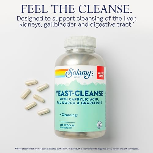 SOLARAY Yeast Cleanse Caps with Natural Ingredients, 60-Count