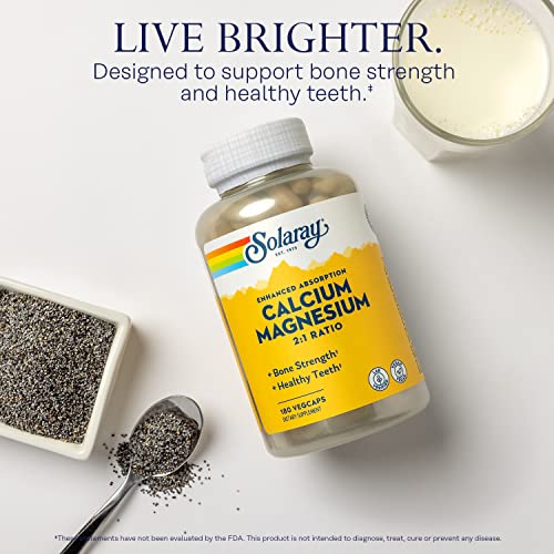 Solaray Calcium Magnesium AAC Capsules, 180 Count
