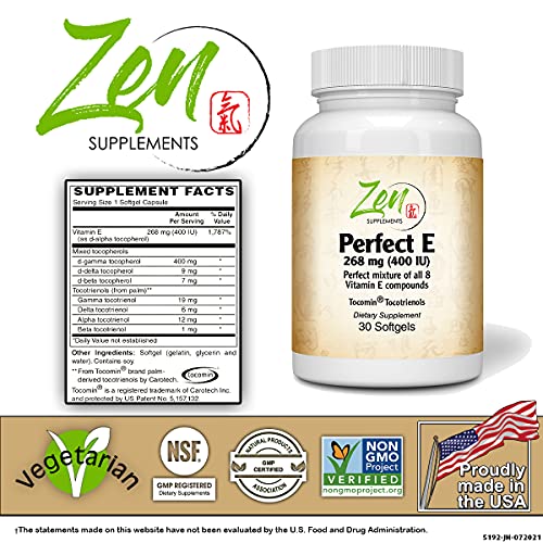 Zen Full Spectrum Perfect-E - Complete E Vitamin - 30 Softgels