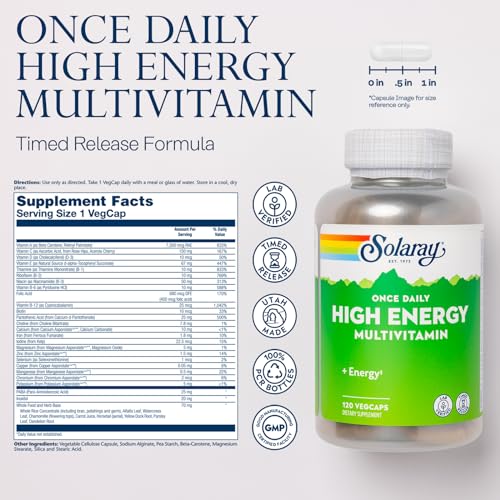 SOLARAY High Energy Multivitamin | Daily Time-Release Formula
