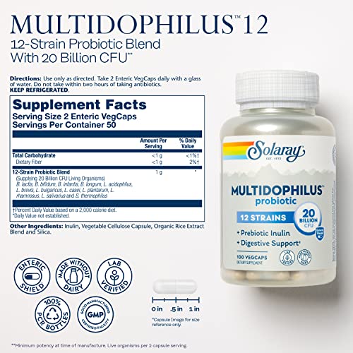 SOLARAY Multidophilus 12 Strain Probiotic - Digestive Health Support
