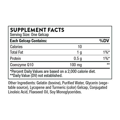 Thorne CoQ10 - 100mg Ubiquinone for Heart & Brain - 60 Gelcaps