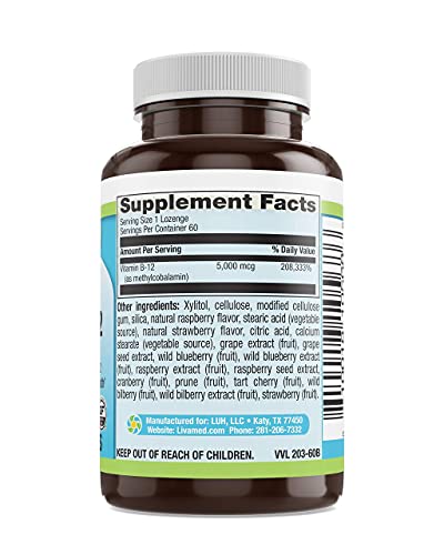 B12-5000 MCG Wild Berry Boost for Energy & Health