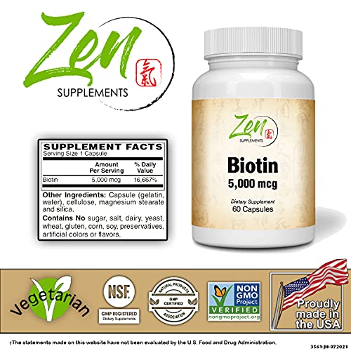 5,000mcg Biotin Supplement for Hair, Nails & Skin