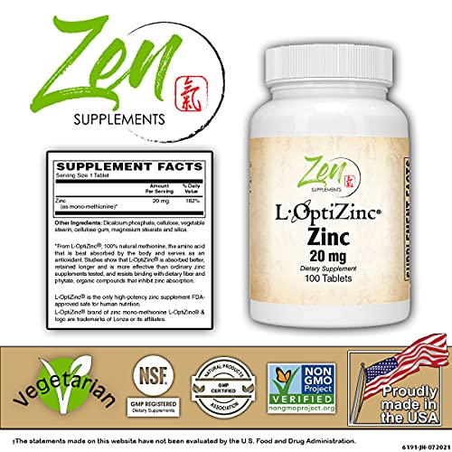 L-OptiZinc® Zinc 20 Mg - Immune Support 100-Tabs