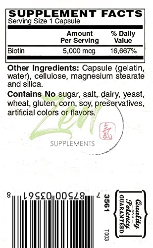 5,000mcg Biotin Supplement for Hair, Nails & Skin