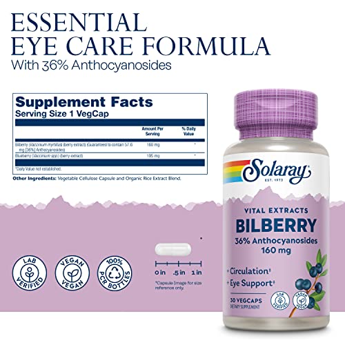 SOLARAY Bilberry Extract 160 mg for Eye & Circulation