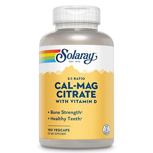 SOLARAY Calcium Magnesium Citrate 2:1, Vitamin D-3 180 Capsules