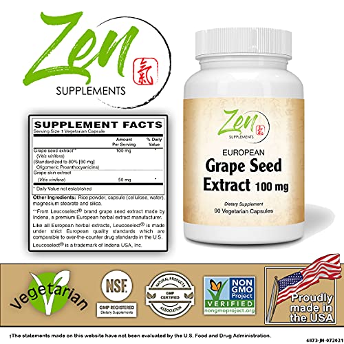 Powerful Antioxidant: European Grape Seed Extract, 90-Vegcaps