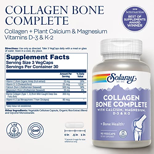 SOLARAY Collagen Bone Complete | Plant Calcium & Magnesium