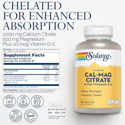 Solaray Calcium Magnesium Citrate 2:1 - Bone Health Formula