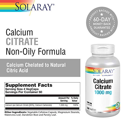Solaray 1000mg Calcium Citrate, 240 VegCaps