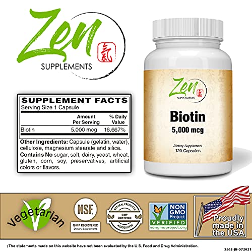 USP Grade Biotin Capsules - Strong Hair, Nails, Skin