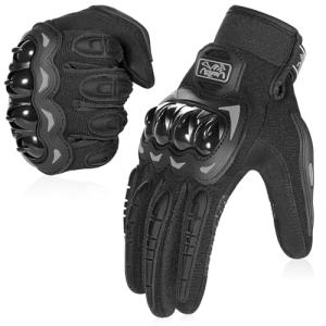 Unisex Full Finger Touchscreen Motorcycle Gloves - Black