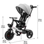 UBRAVOO 6-in-1 Baby Tricycle with Adjustable Canopy