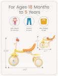 Yellow Toddler Tricycle with Bell for Ages 1-5