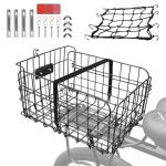 Large Black Rear Bike Basket with Waterproof Cover