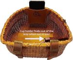 Vintage Wicker Bike Basket with Cup Holder