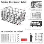Large Black Rear Bike Basket with Waterproof Cover