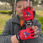Kids Spider Superhero Bike Gloves (Red, Small)