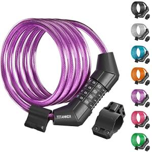 Titanker 4ft Coiling Bike Cable Lock - Purple