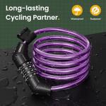 Titanker 4ft Coiling Bike Cable Lock - Purple