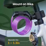 Titanker 4ft Coiling Bike Cable Lock - Purple