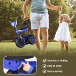 Foldable Toddler Tricycle with Adjustable Seat - Blue