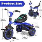 Foldable Toddler Tricycle with Adjustable Seat - Blue