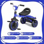 Foldable Toddler Tricycle with Adjustable Seat - Blue