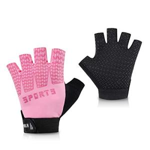 Pink Half Finger Gloves for Kids Cycling