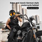 German Style Half Helmet with Face Shield - Black