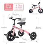 3-in-1 Folding Tricycle for Kids Ages 2-5