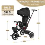 6-in-1 Folding Baby Tricycle with Push Handle