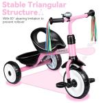 Light Pink Toddler Tricycle with Bell and Basket