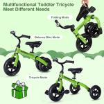 3-in-1 Folding Tricycle for Toddlers (Green)