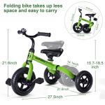3-in-1 Folding Tricycle for Toddlers (Green)